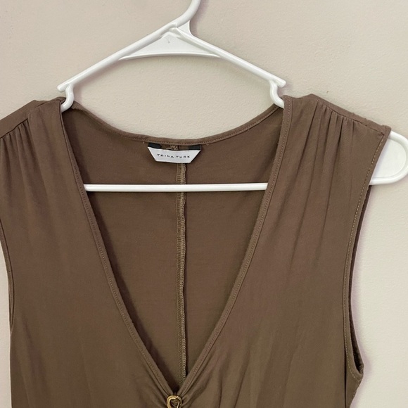 Trina Turk Olive Coverup Dress with Gold Accent - Picture 3 of 8